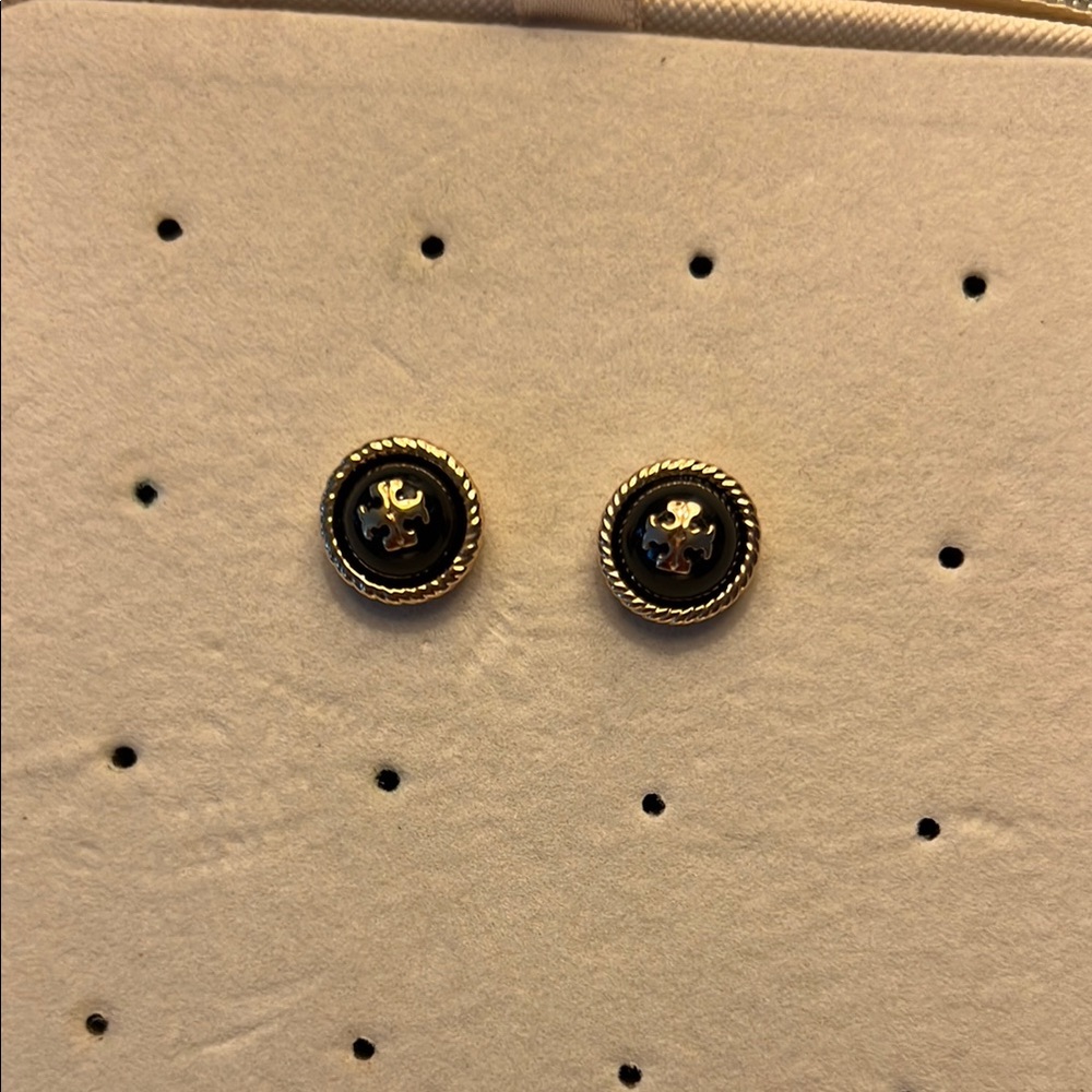 Elegant Gold and Black Stud Earrings